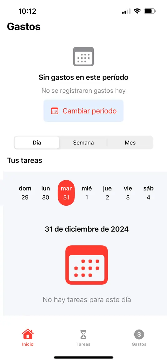 Control TODO — pantalla principal de la app con el resumen del día
